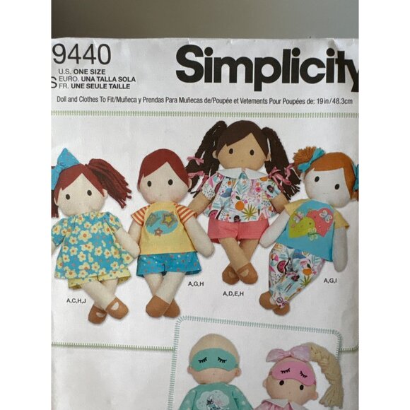 Simplicity S9440 Doll & Clothes Sewing Pattern Size 19" Doll Uncut - Picture 5 of 10